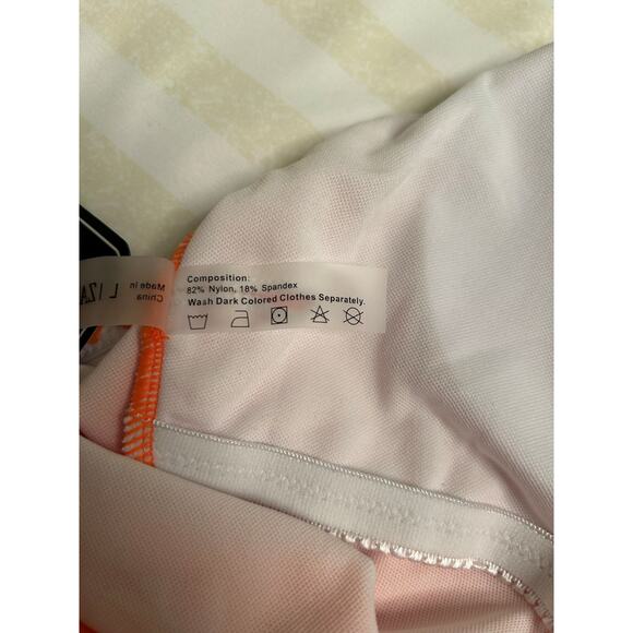 NWT Zaful Tangerine and White Scalloped Trim 1-Piece Swimwear Large (8-10) - Picture 5 of 11